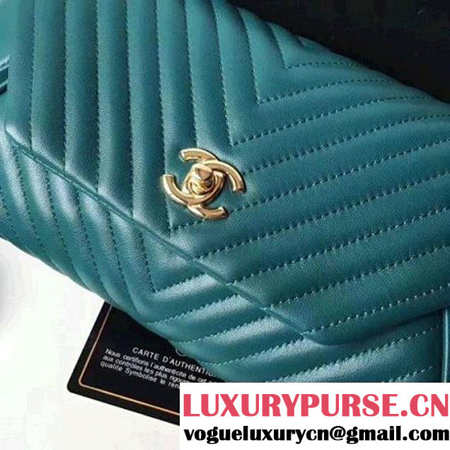 Chanel Chevron Lambskin Clutch Bag A98558 Green 2017 (2A058-7101410 )