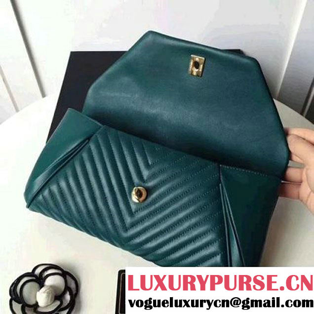 Chanel Chevron Lambskin Clutch Bag A98558 Green 2017 (2A058-7101410 )