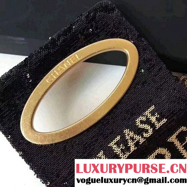 Chanel Sequins Clutch Bag A98677 Black 2017 (2A058-7101404 )