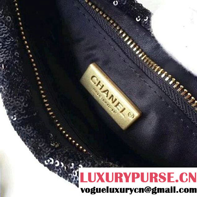 Chanel Sequins Clutch Bag A98677 Black 2017 (2A058-7101404 )