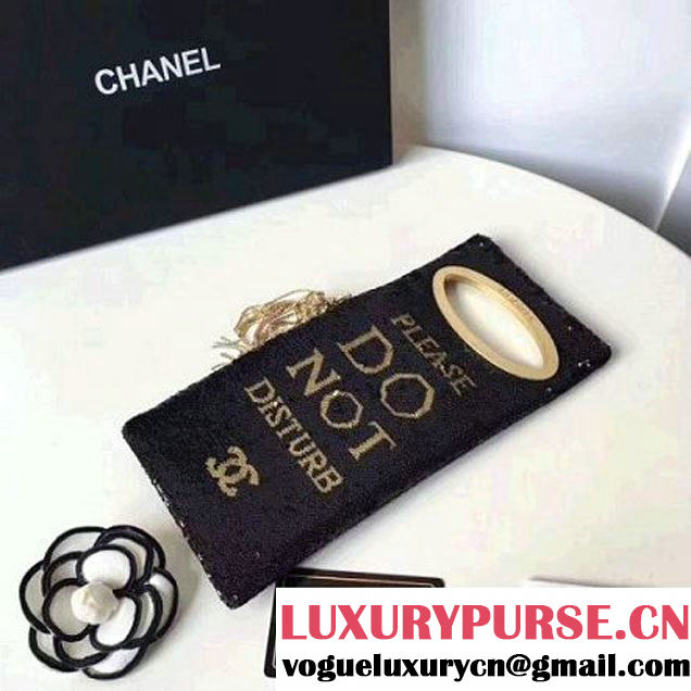 Chanel Sequins Clutch Bag A98677 Black 2017 (2A058-7101404 )