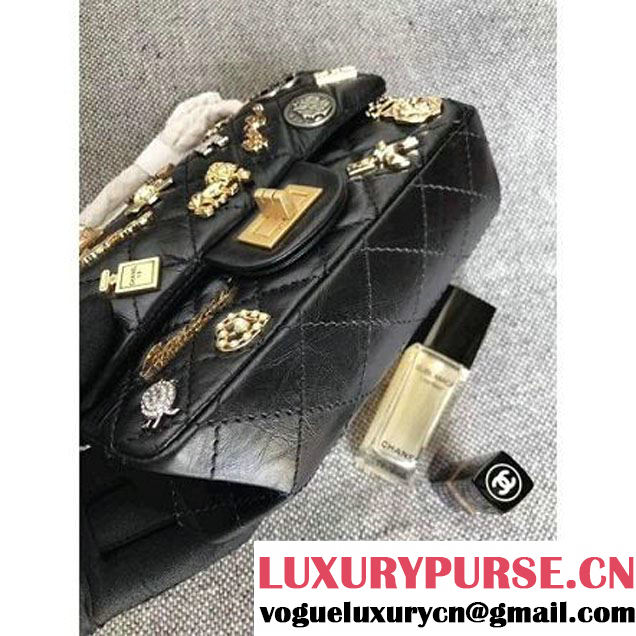 Chanel Aged Calfskin Lucky Charm 2.55 Size 220 Flap Handbag 2017 (MK-7091324 )