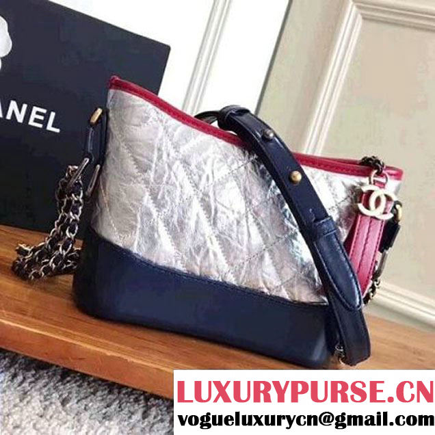 Chanel Crumpled Calfskin Gabrielle Small Hobo Bag A91810 Red/Silver/Blue 2017 (KN-7101403 )