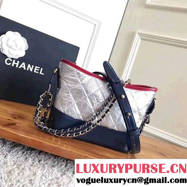 Chanel Crumpled Calfskin Gabrielle Small Hobo Bag A91810 Red/Silver/Blue 2017 (KN-7101403 )