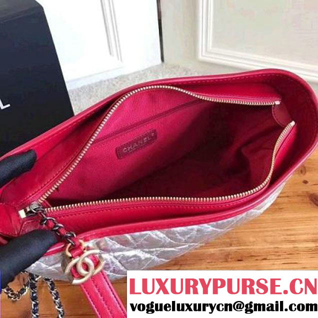 Chanel Crumpled Calfskin Gabrielle Medium Hobo Bag A93824 Red/Silver/Blue 2017 (KN-7101402 )