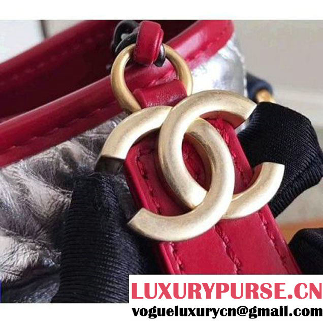 Chanel Crumpled Calfskin Gabrielle Medium Hobo Bag A93824 Red/Silver/Blue 2017 (KN-7101402 )