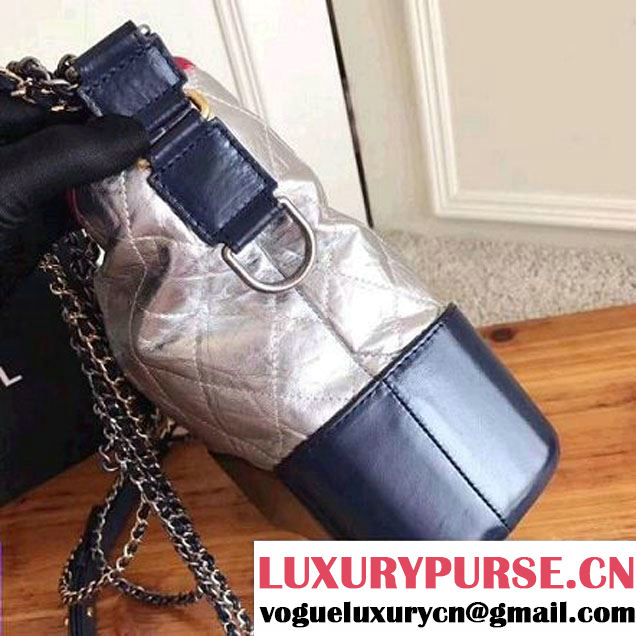 Chanel Crumpled Calfskin Gabrielle Medium Hobo Bag A93824 Red/Silver/Blue 2017 (KN-7101402 )