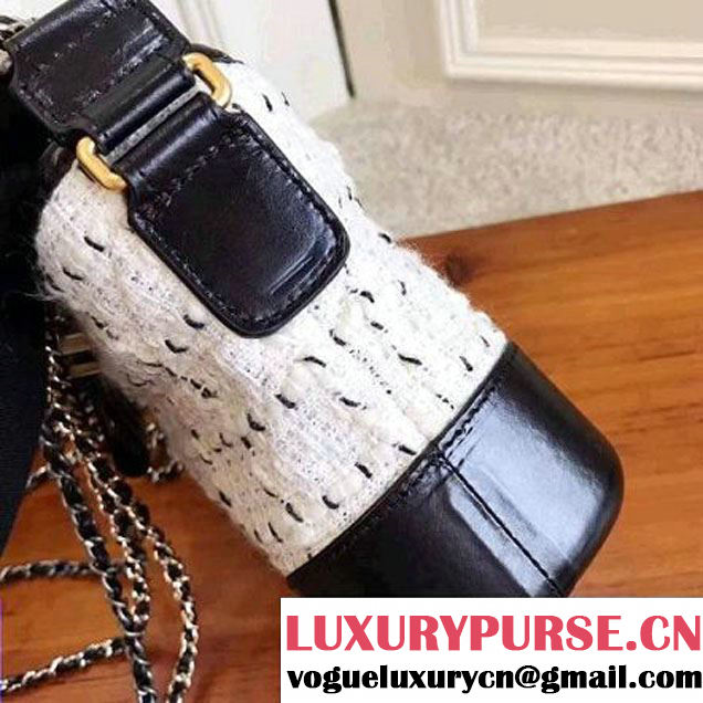 Chanel Tweed/Calfskin Gabrielle Small Hobo Bag A91810 White/Gray 2017 (KN-7101007 )