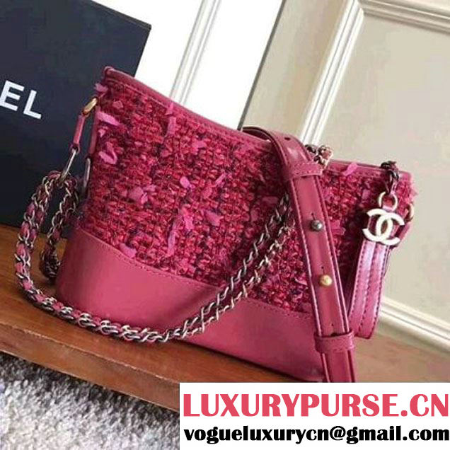 Chanel Tweed/Calfskin Gabrielle Small Hobo Bag A91810 Rosy 2017 (KN-7101005 )