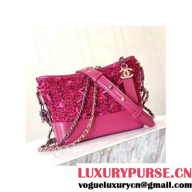 Chanel Tweed/Calfskin Gabrielle Small Hobo Bag A91810 Rosy 2017 (KN-7101005 )
