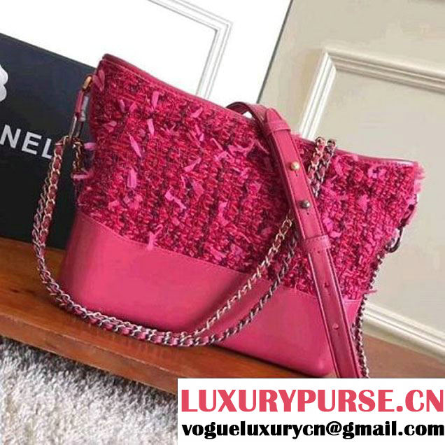 Chanel Tweed/Calfskin Gabrielle Medium Hobo Bag A93824 Rosy 2017 (KN-7101004 )