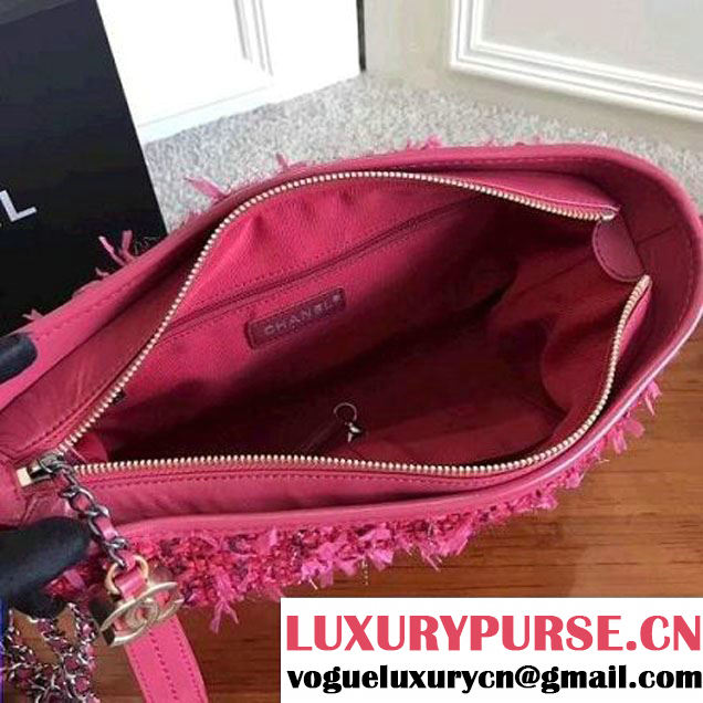 Chanel Tweed/Calfskin Gabrielle Medium Hobo Bag A93824 Rosy 2017 (KN-7101004 )