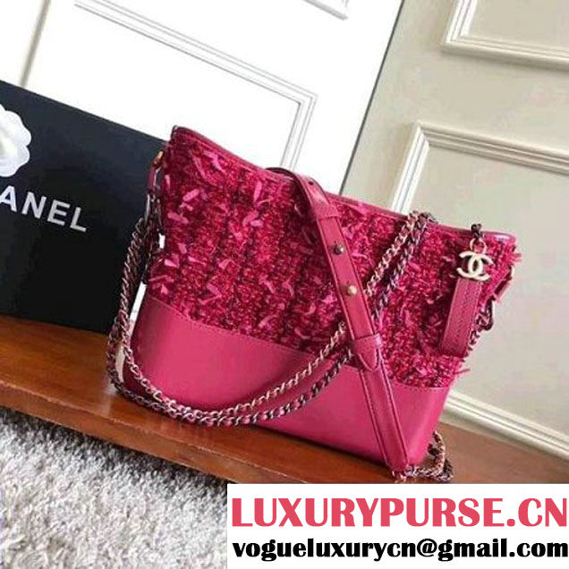 Chanel Tweed/Calfskin Gabrielle Medium Hobo Bag A93824 Rosy 2017 (KN-7101004 )
