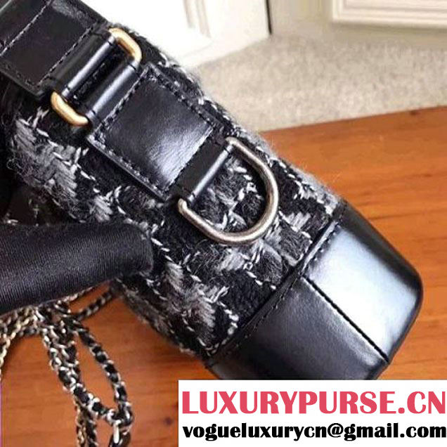 Chanel Tweed/Calfskin Gabrielle Small Hobo Bag A91810 Gray/Black 2017 (KN-7101003 )