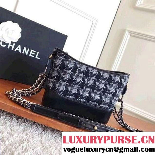 Chanel Tweed/Calfskin Gabrielle Small Hobo Bag A91810 Gray/Black 2017 (KN-7101003 )