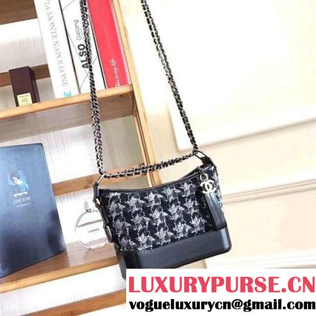Chanel Tweed/Calfskin Gabrielle Small Hobo Bag A91810 Gray/Black 2017 (KN-7101003 )