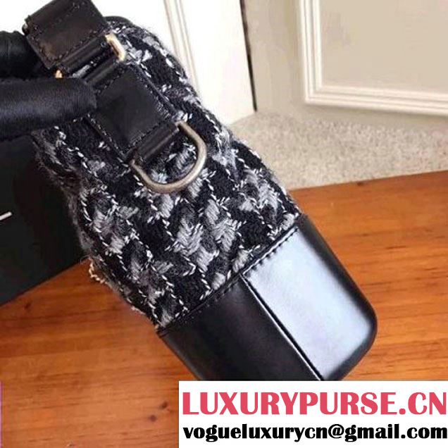 Chanel Tweed/Calfskin Gabrielle Medium Hobo Bag A93824 Gray/Black 2017 (KN-7101002 )