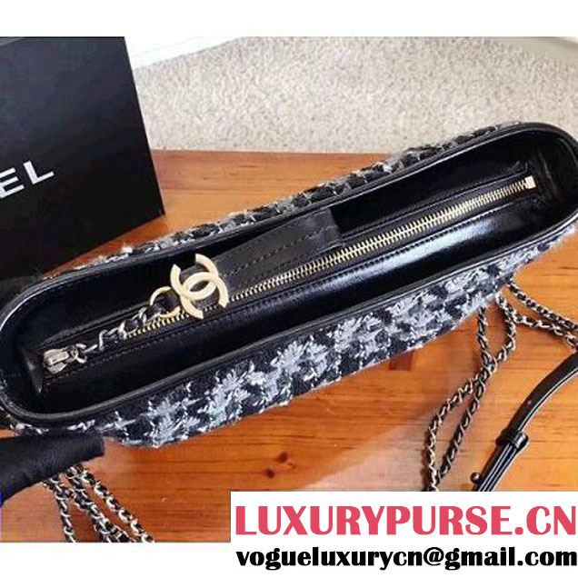 Chanel Tweed/Calfskin Gabrielle Medium Hobo Bag A93824 Gray/Black 2017 (KN-7101002 )