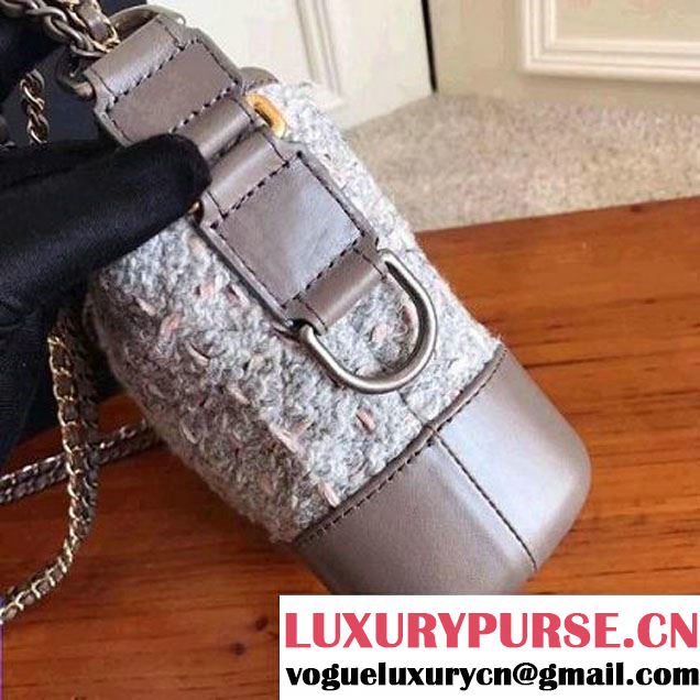 Chanel Tweed/Calfskin Gabrielle Small Hobo Bag A91810 Gray 2017 (KN-7101001 )