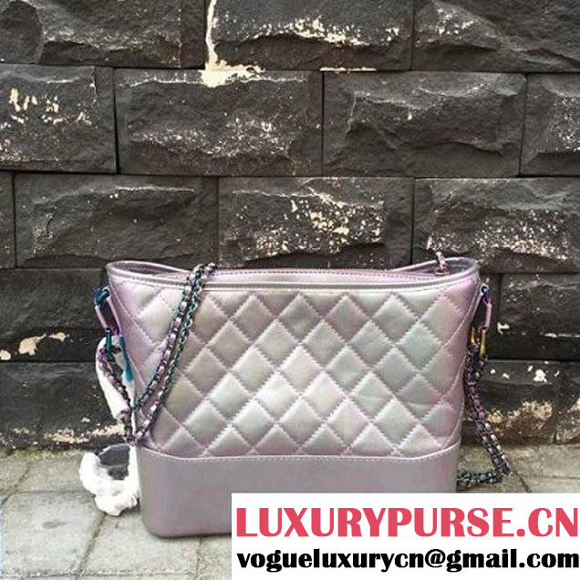 Chanel Medium Gabrielle Hobo Bag in Iridescent Calfskin & Metal A93824 Purple 2017 (2a143-7093052 )