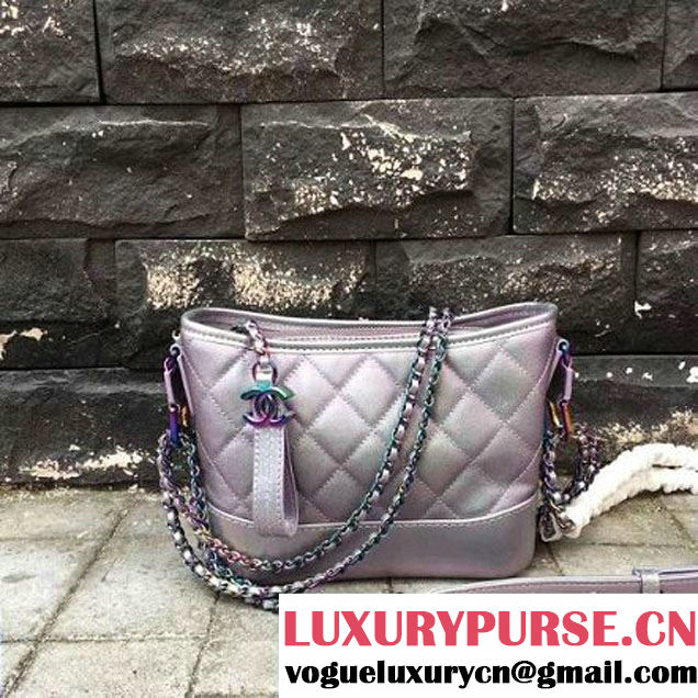 Chanel Small Gabrielle Hobo Bag in Iridescent Calfskin & Metal A91810 Purple 2017 (2a143-7093051 )