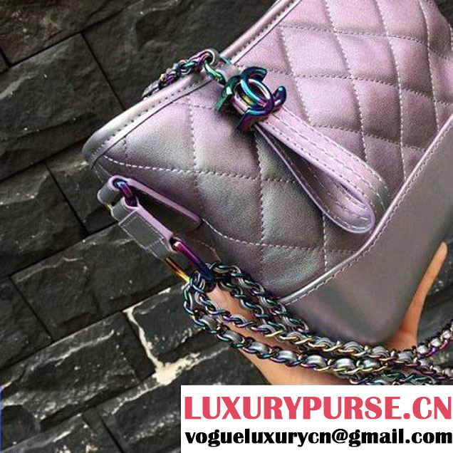 Chanel Small Gabrielle Hobo Bag in Iridescent Calfskin & Metal A91810 Purple 2017 (2a143-7093051 )