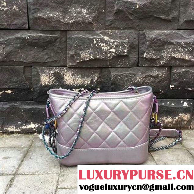Chanel Small Gabrielle Hobo Bag in Iridescent Calfskin & Metal A91810 Purple 2017 (2a143-7093051 )