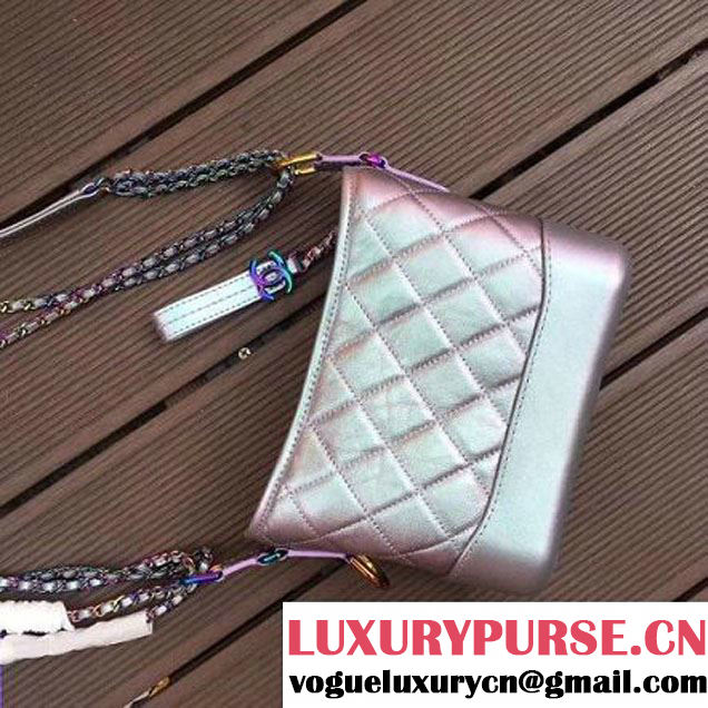 Chanel Small Gabrielle Hobo Bag in Iridescent Calfskin & Metal A91810 Purple 2017 (2a143-7093051 )