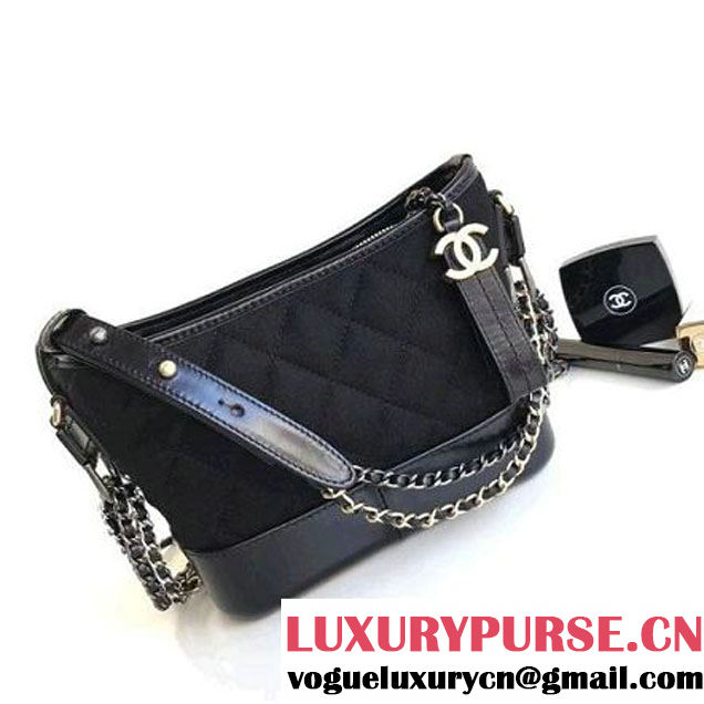 Chanel Small/Medium Gabrielle Hobo Bag in Felt & Calfskin A91810/A93824 Black 2017 (1a086-7092059 )