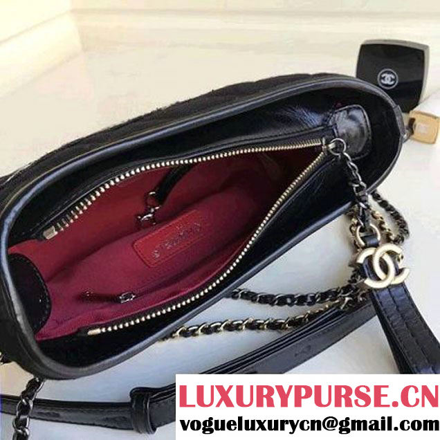 Chanel Small/Medium Gabrielle Hobo Bag in Felt & Calfskin A91810/A93824 Black 2017 (1a086-7092059 )