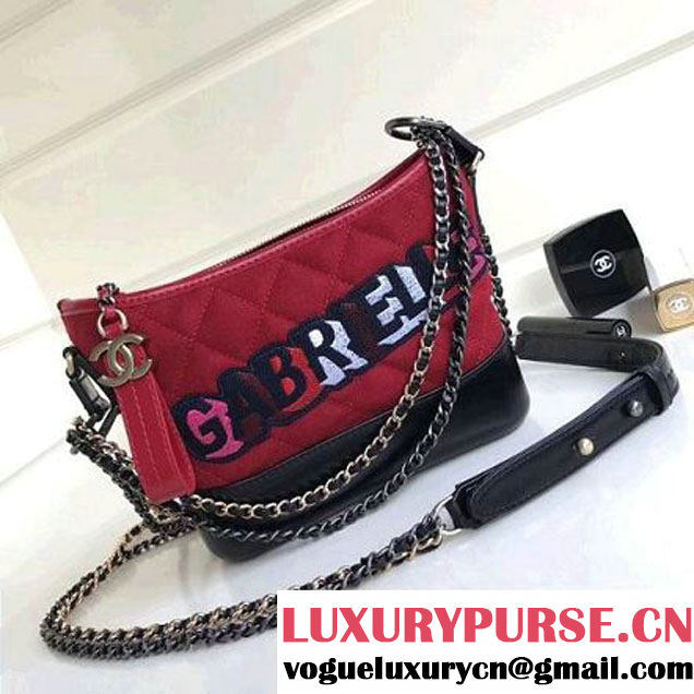 Chanel Small/Medium Gabrielle Hobo Bag in Felt & Calfskin A91810/A93824 Red 2017 (1a086-7092056 )