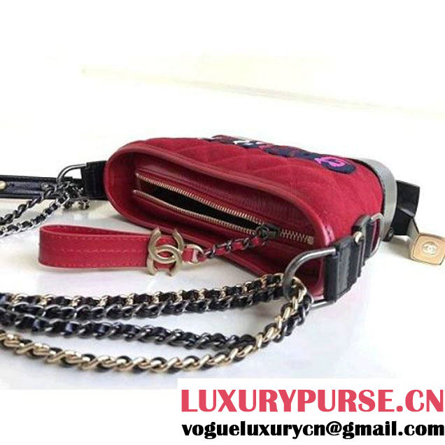 Chanel Small/Medium Gabrielle Hobo Bag in Felt & Calfskin A91810/A93824 Red 2017 (1a086-7092056 )