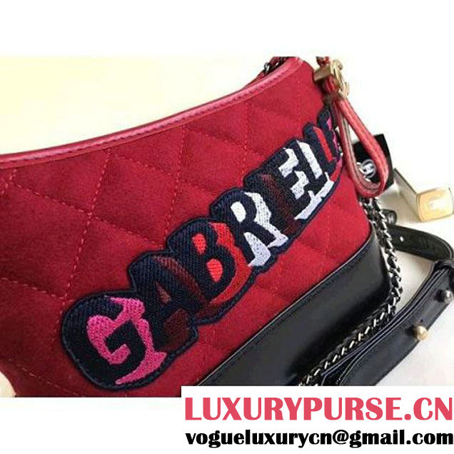 Chanel Small/Medium Gabrielle Hobo Bag in Felt & Calfskin A91810/A93824 Red 2017 (1a086-7092056 )