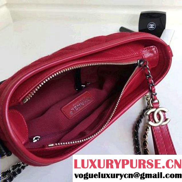 Chanel Small/Medium Gabrielle Hobo Bag in Felt & Calfskin A91810/A93824 Red 2017 (1a086-7092056 )