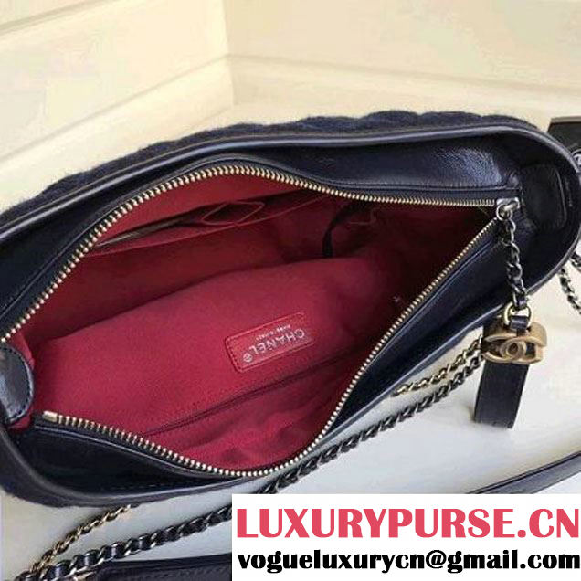 Chanel Small/Medium Gabrielle Hobo Bag in Felt & Calfskin A91810/A93824 Deep Blue 2017 (1a086-7092055 )