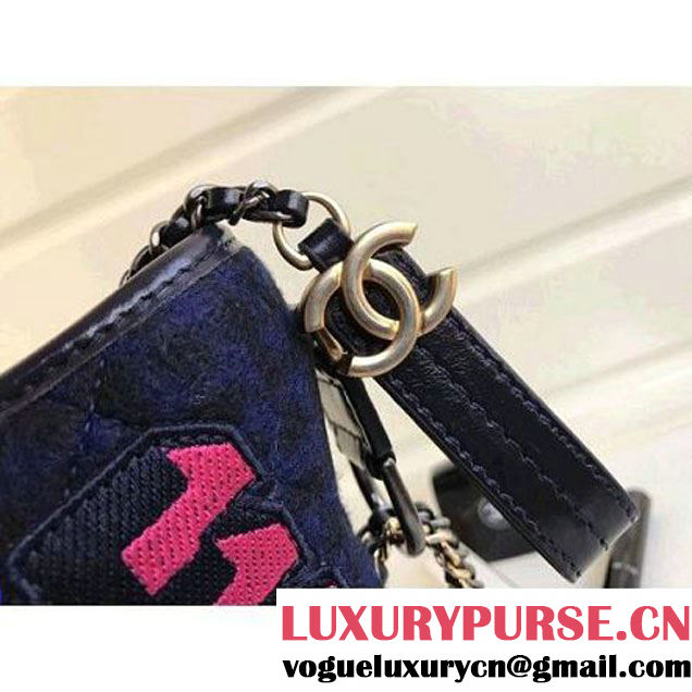 Chanel Small/Medium Gabrielle Hobo Bag in Felt & Calfskin A91810/A93824 Deep Blue 2017 (1a086-7092055 )