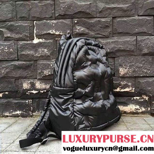 Chanel Embossed Nylon Doudoune Small Backpack Bag A91933 Black 2017 (2A143-7101401 )
