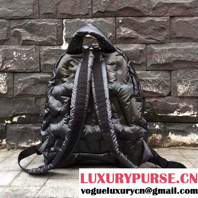 Chanel Embossed Nylon Doudoune Small Backpack Bag A91933 Black 2017 (2A143-7101401 )