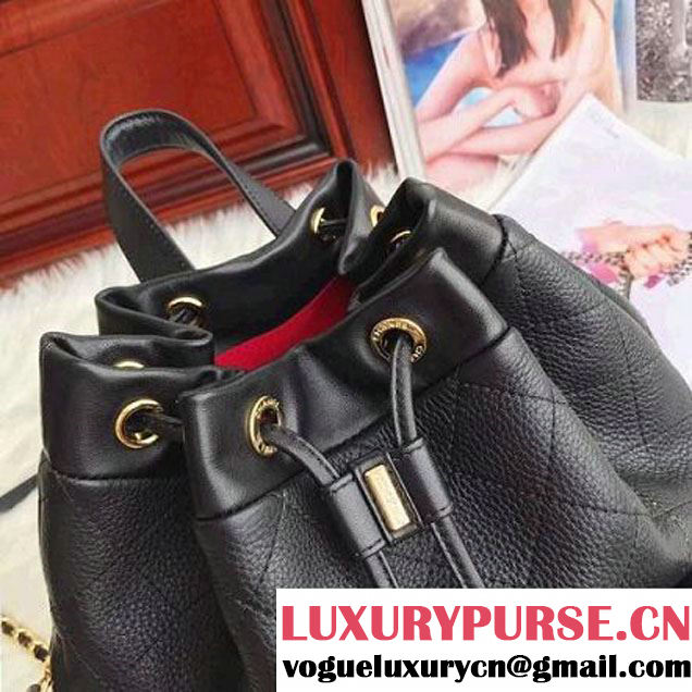 Chanel Calfskin/Grained Calfskin Drawstring Backpack Black 2017 (AV-7101013 )