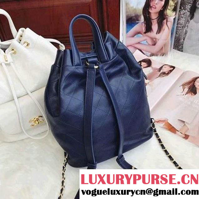 Chanel Calfskin/Grained Calfskin Drawstring Backpack Blue 2017 (AV-7101012 )