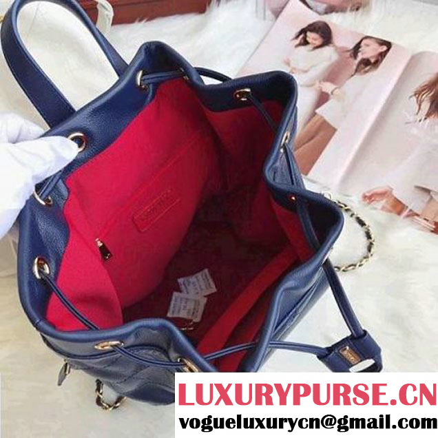 Chanel Calfskin/Grained Calfskin Drawstring Backpack Blue 2017 (AV-7101012 )