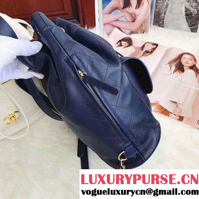 Chanel Calfskin/Grained Calfskin Drawstring Backpack Blue 2017 (AV-7101012 )