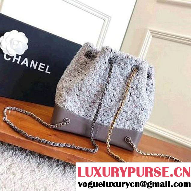 Chanel Tweed/Calfskin Gabrielle Backpack A94485 Gray 2017 (KN-7101010 )