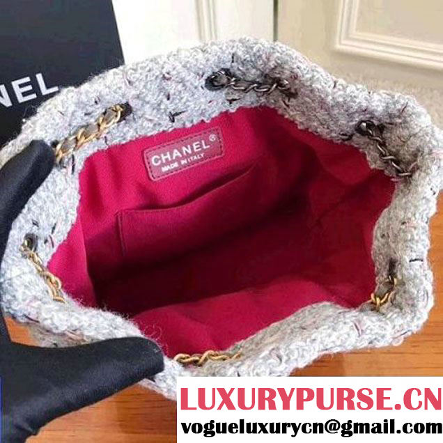 Chanel Tweed/Calfskin Gabrielle Backpack A94485 Gray 2017 (KN-7101010 )