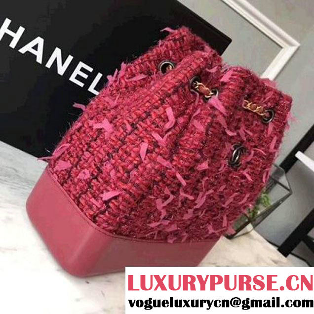 Chanel Tweed/Calfskin Gabrielle Backpack A94485 Rosy 2017 (KN-7101008 )