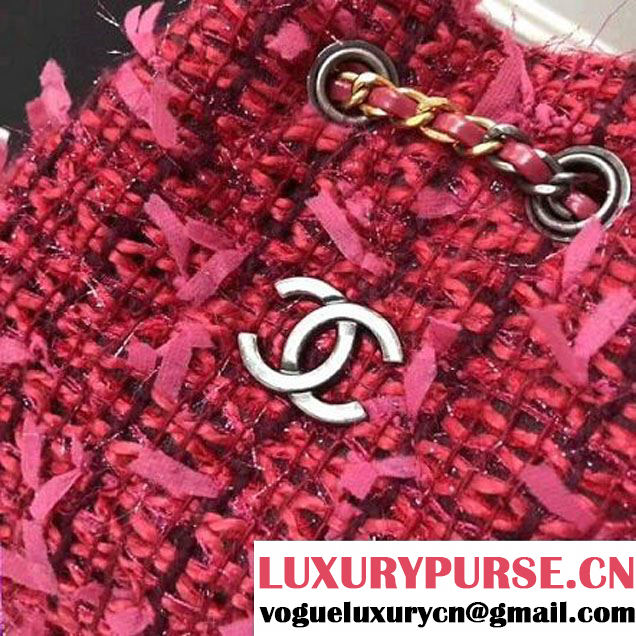 Chanel Tweed/Calfskin Gabrielle Backpack A94485 Rosy 2017 (KN-7101008 )