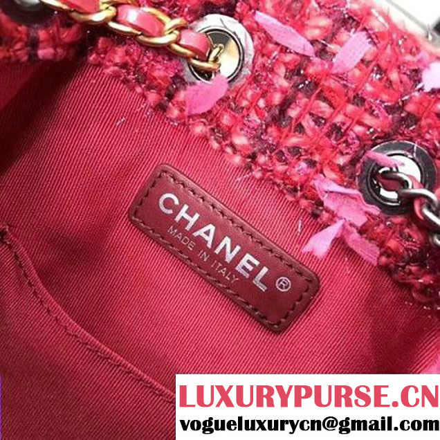 Chanel Tweed/Calfskin Gabrielle Backpack A94485 Rosy 2017 (KN-7101008 )