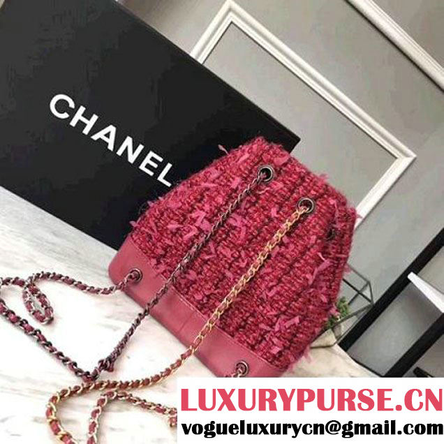 Chanel Tweed/Calfskin Gabrielle Backpack A94485 Rosy 2017 (KN-7101008 )