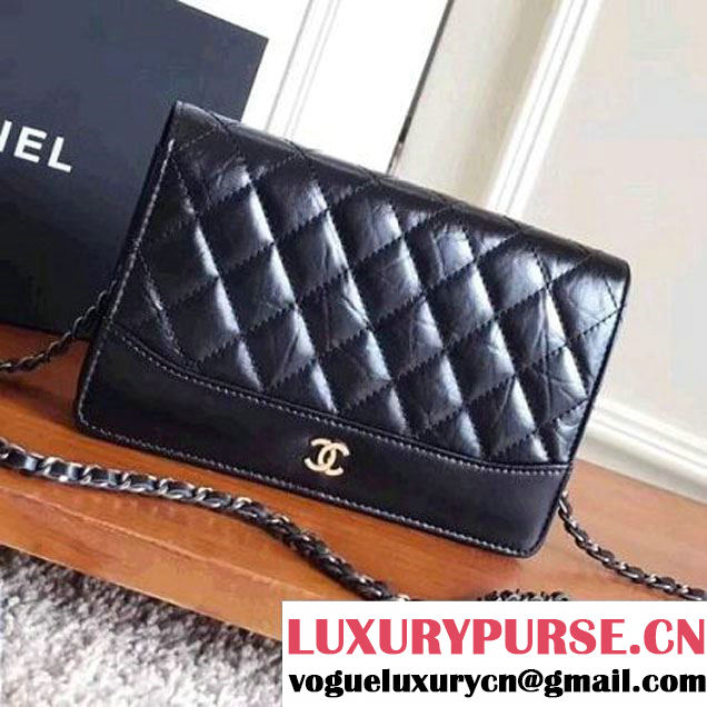 Chanel Crumpled Calfskin Gabrielle Wallet on Chain WOC Bag A84389 Black 2017 (KN-7101019 )