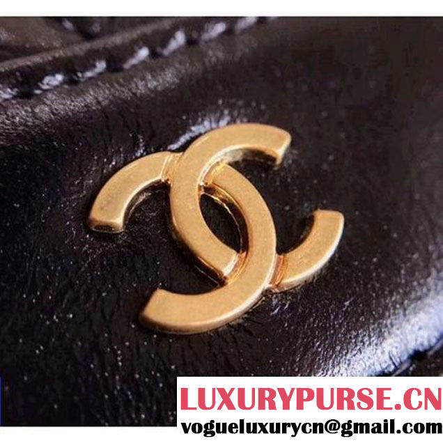 Chanel Crumpled Calfskin Gabrielle Wallet on Chain WOC Bag A84389 Black 2017 (KN-7101019 )